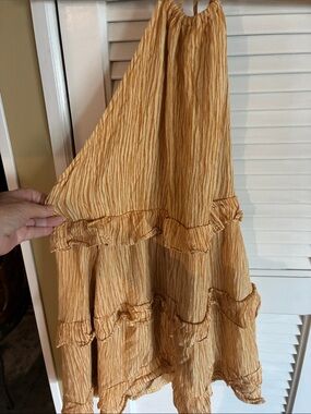 Tiered Ruffle Mini dress in Mustard Yellow